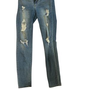 Aeropostale Ripped Straight Leg Blue Jeans